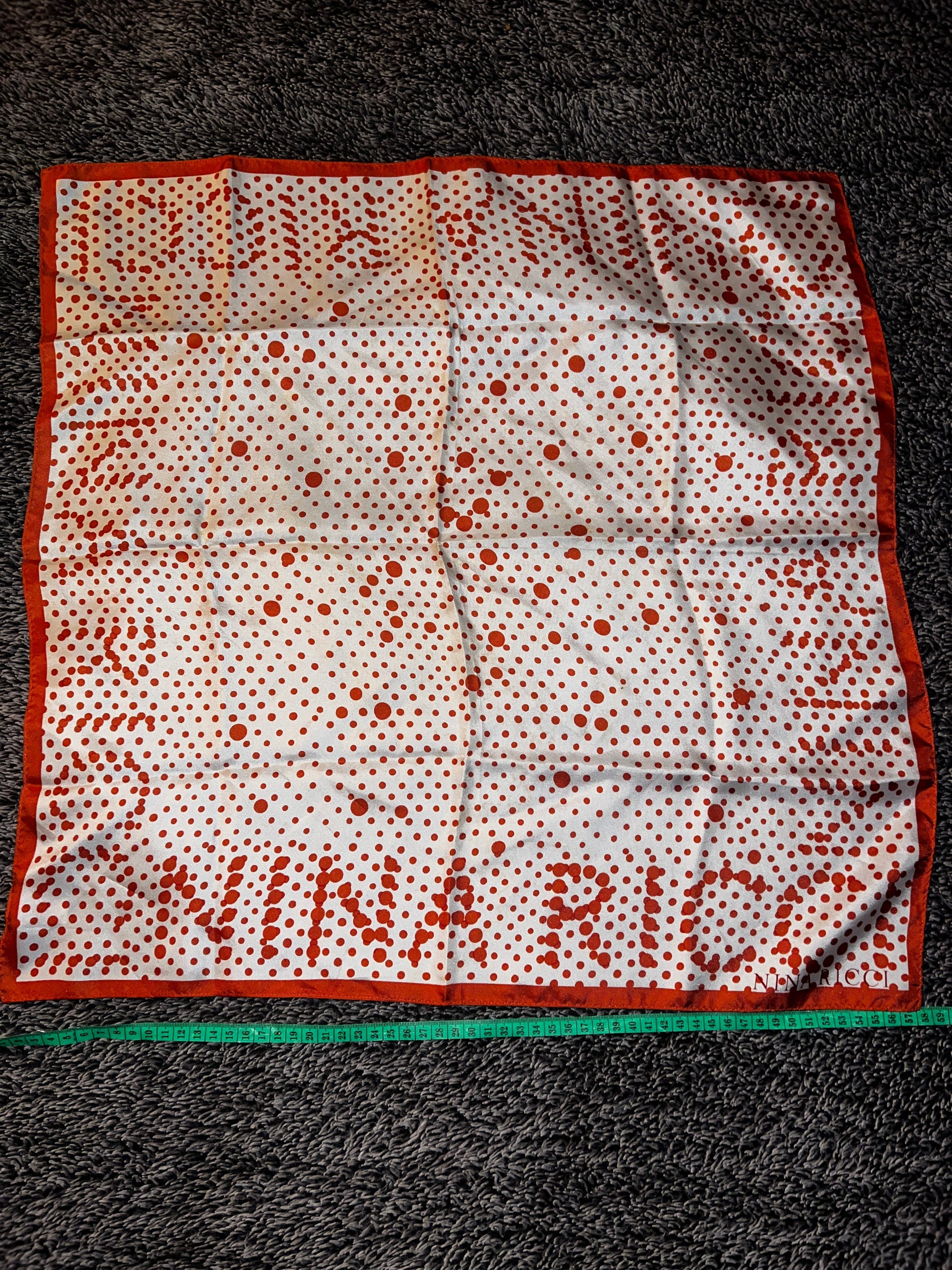 Nina Ricci Paris Seidentuch Polka Dots Vintage ca. 58x58