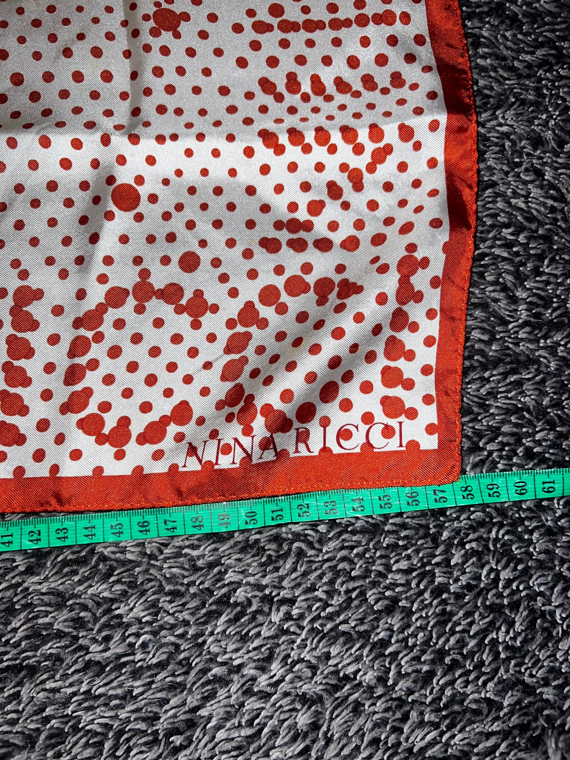 Nina Ricci Paris Seidentuch Polka Dots Vintage ca. 58x58