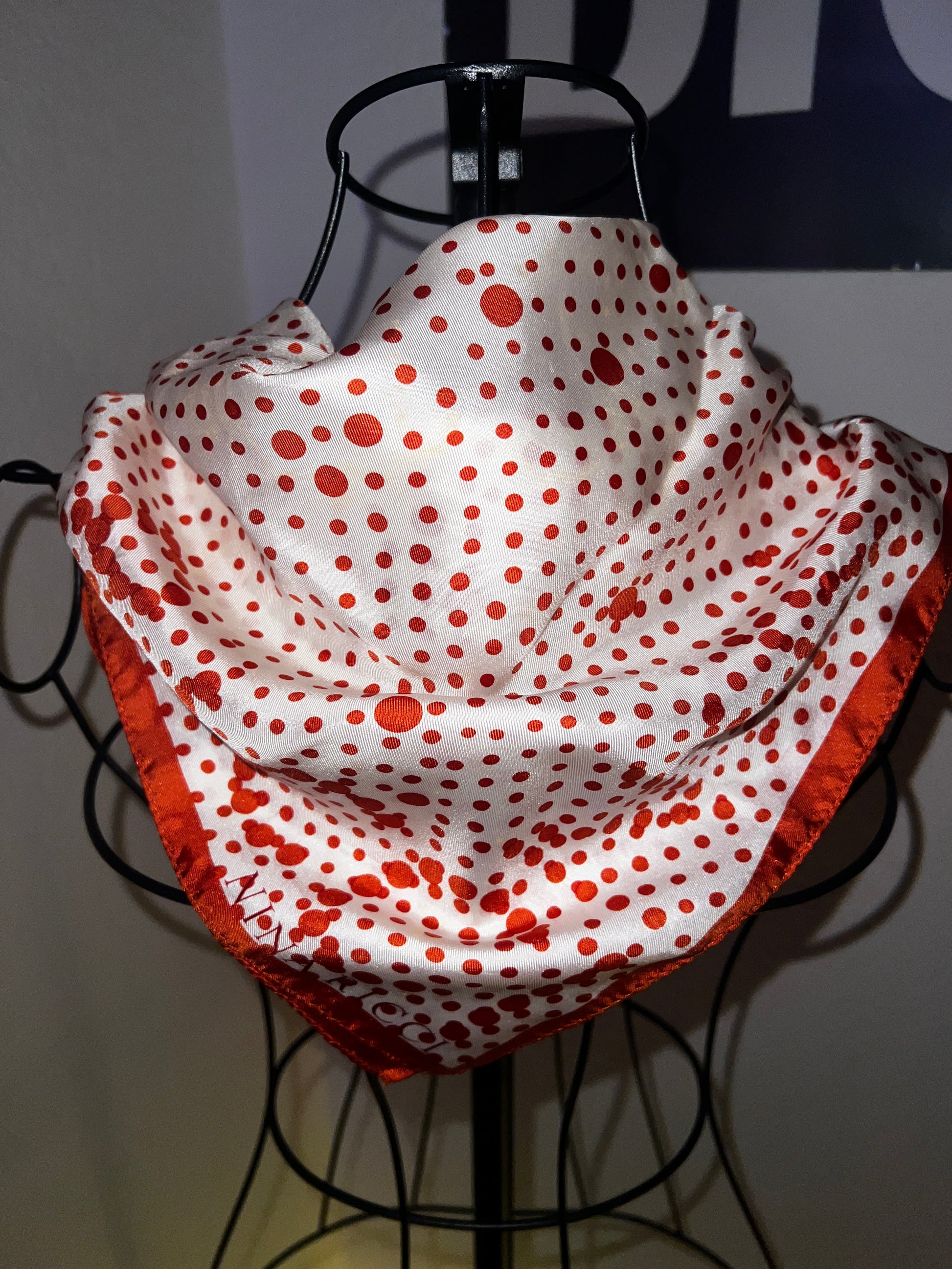 Nina Ricci Paris Seidentuch Polka Dots Vintage ca. 58x58