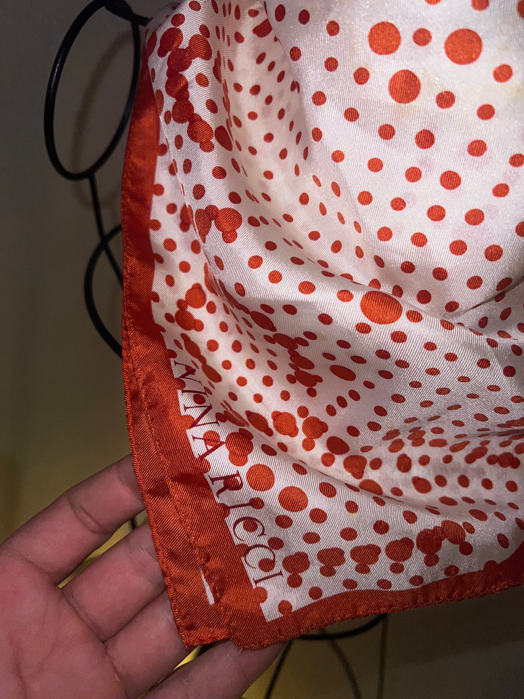 Nina Ricci Paris Seidentuch Polka Dots Vintage ca. 58x58