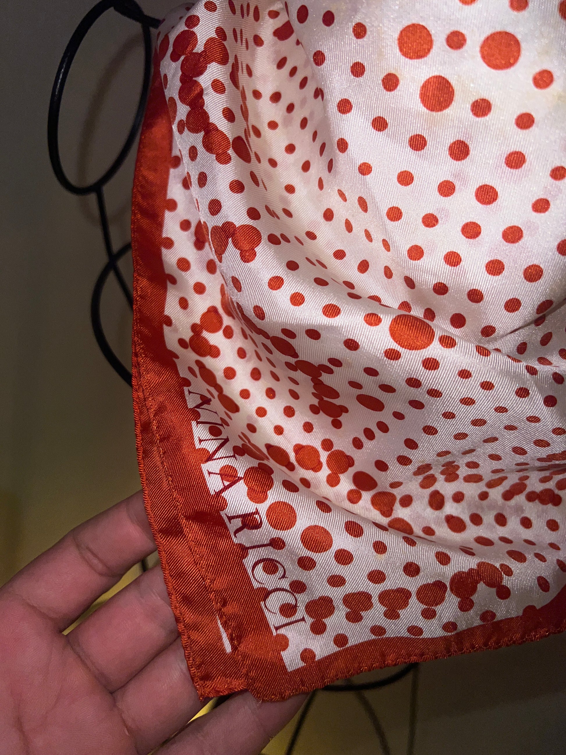 Nina Ricci Paris Seidentuch Polka Dots Vintage ca. 58x58