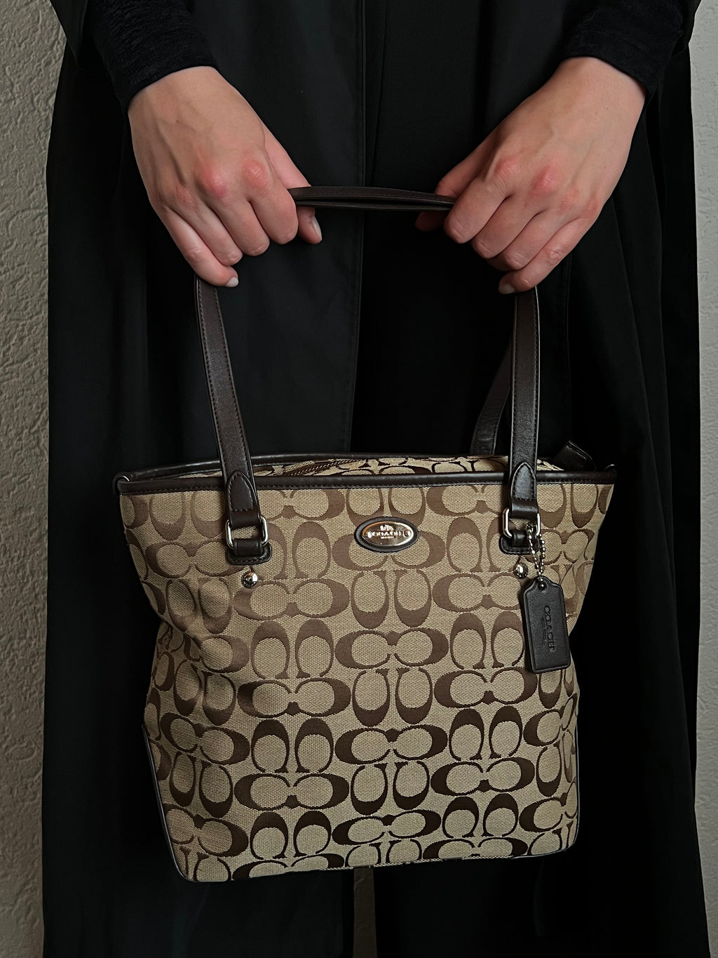 Coach – Signature Canvas Braun Leder Schultertasche