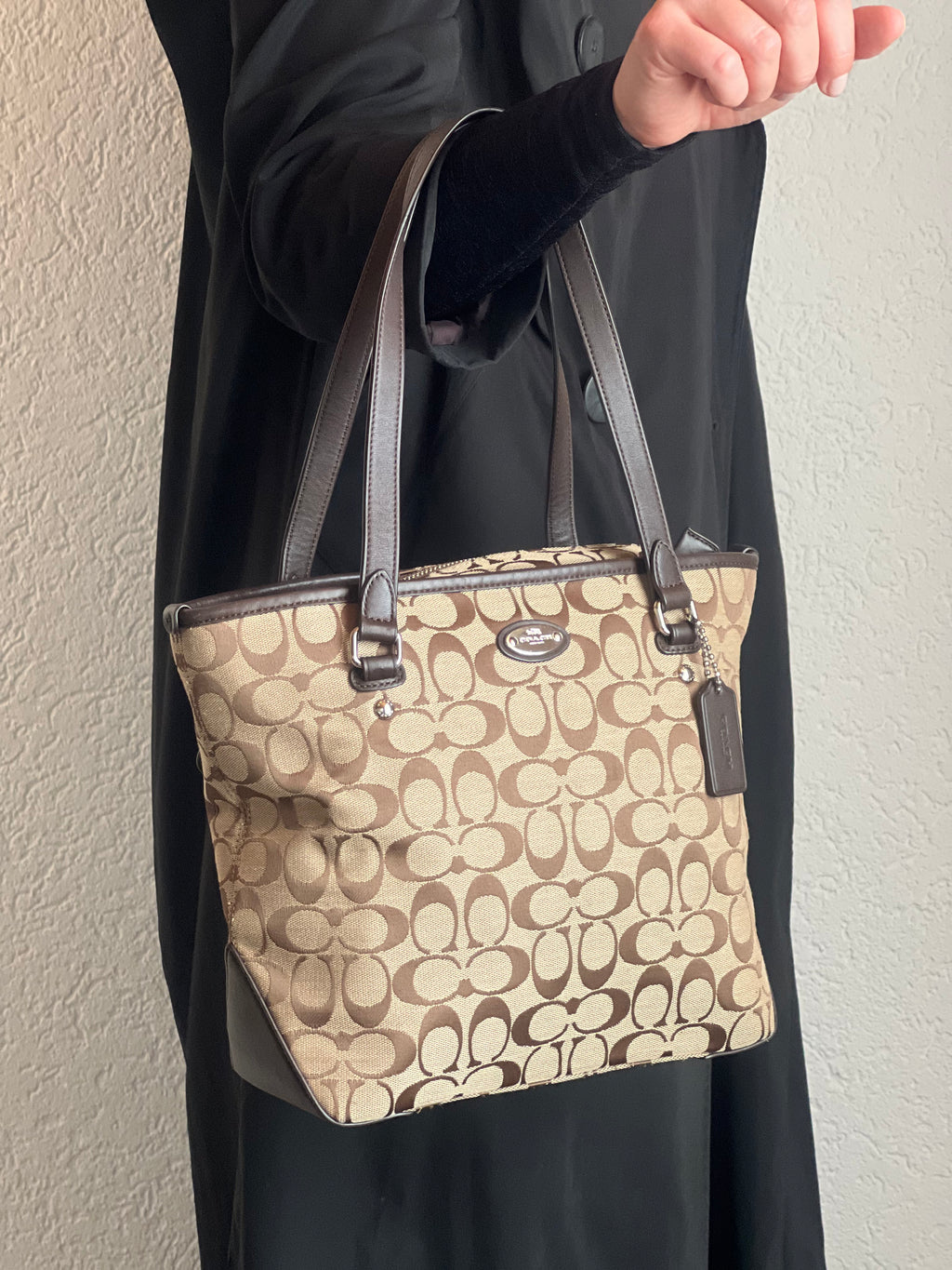 Coach – Signature Canvas Braun Leder Schultertasche