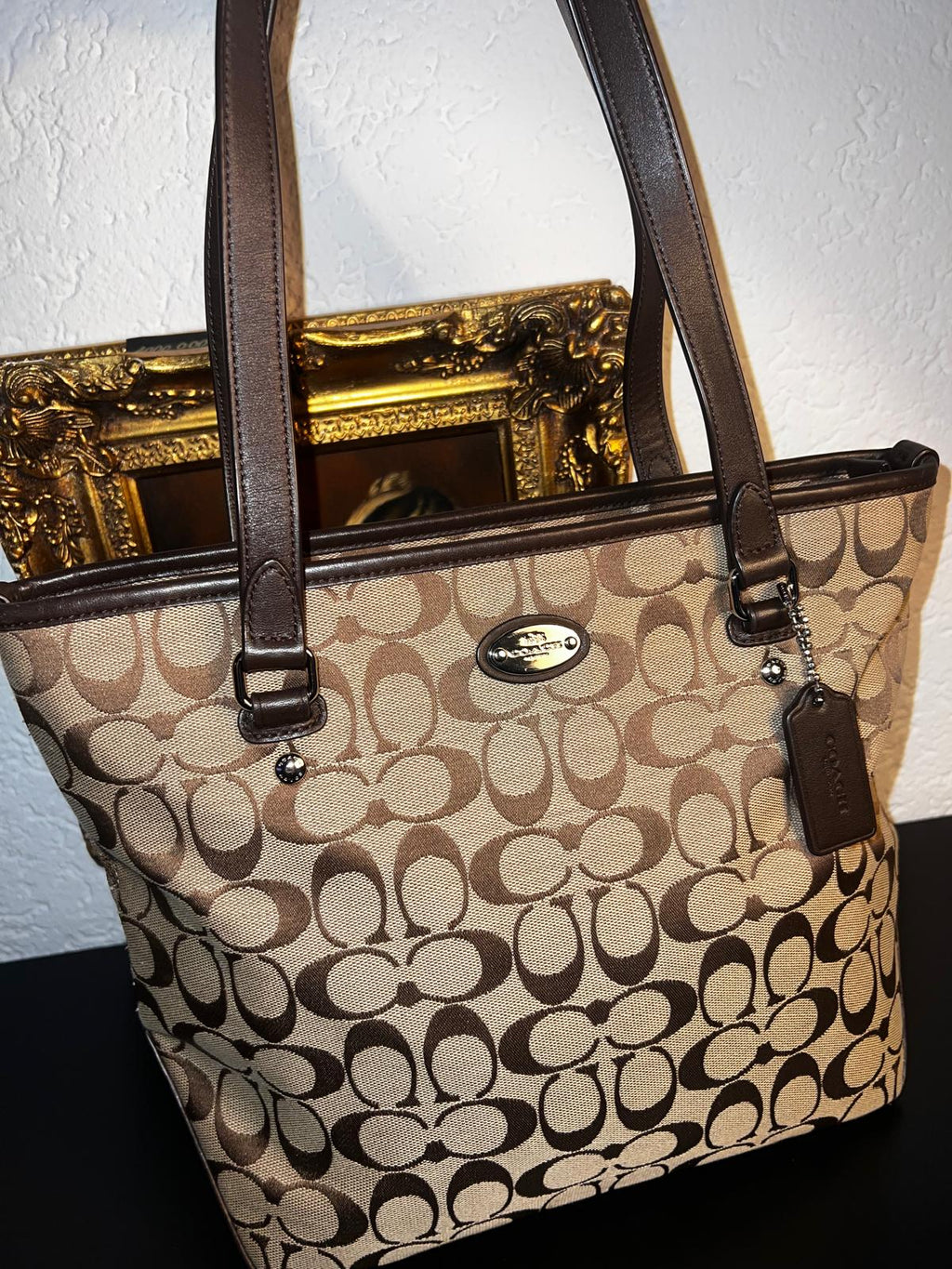 Coach – Signature Canvas Braun Leder Schultertasche