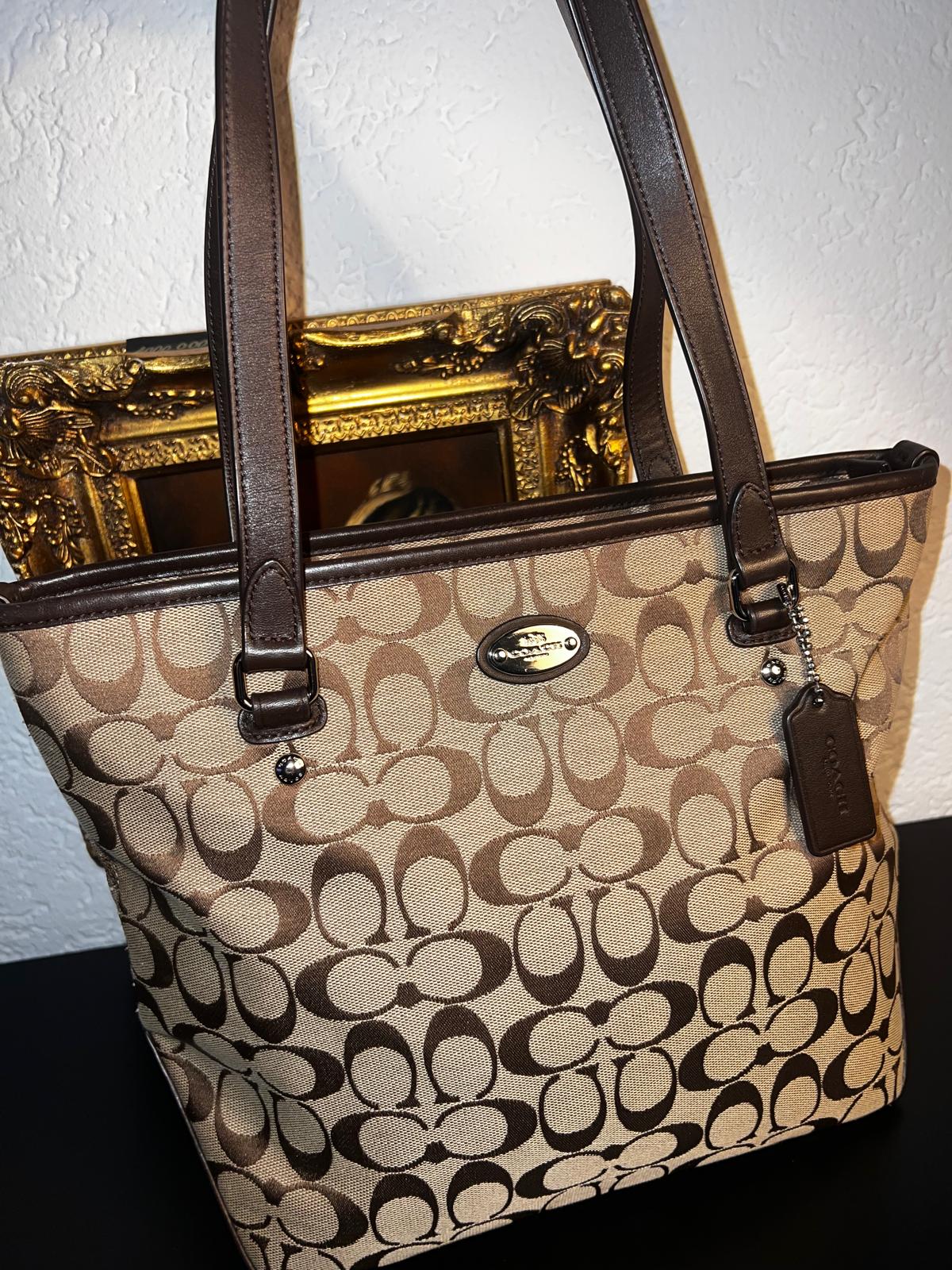 Coach – Signature Canvas Braun Leder Schultertasche