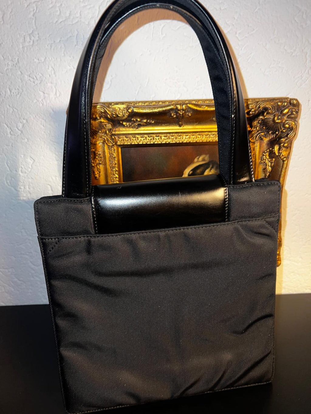 BVLGARI – Elegante Vintage Handtasche aus Nylon & Leder