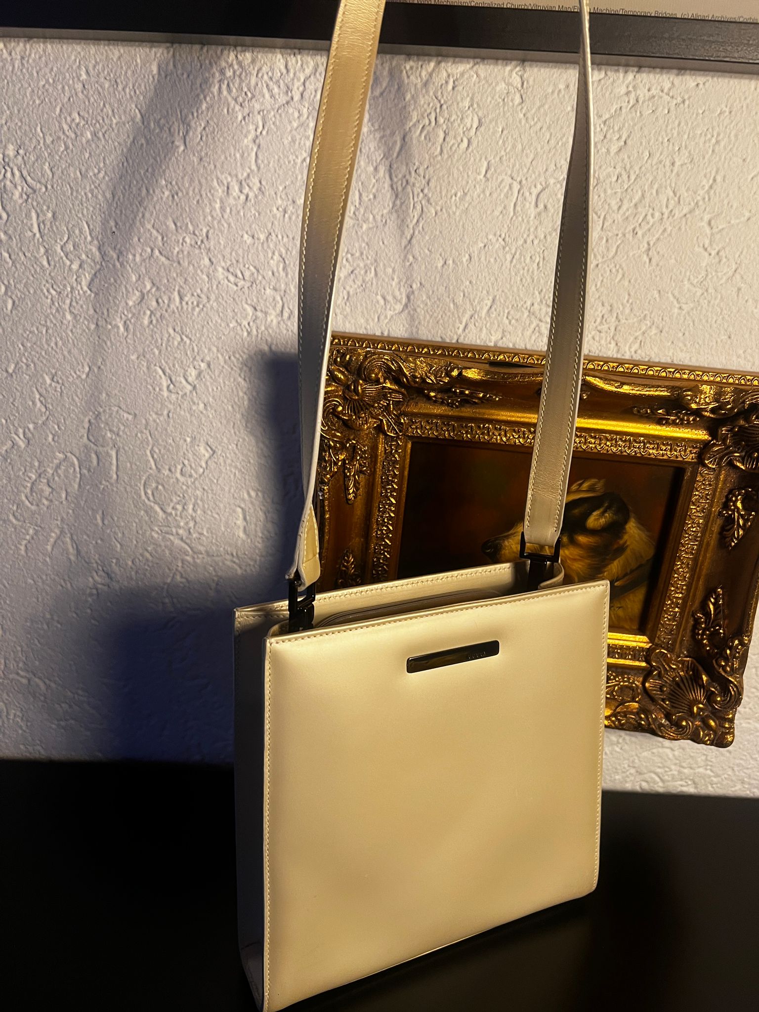 GUCCI Vintage Leder Tasche Off-White / Creme