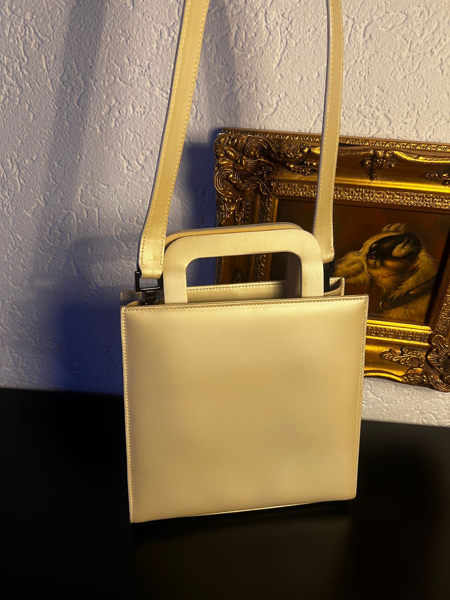 GUCCI Vintage Leder Tasche Off-White / Creme
