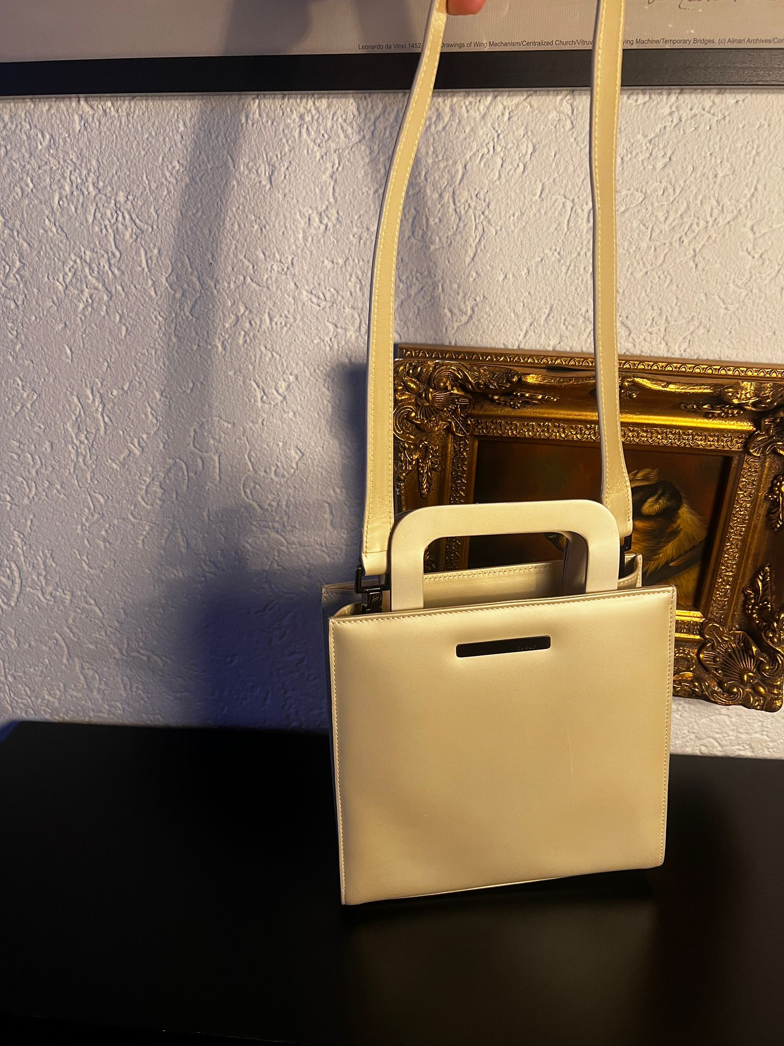 GUCCI Vintage Leder Tasche Off-White / Creme