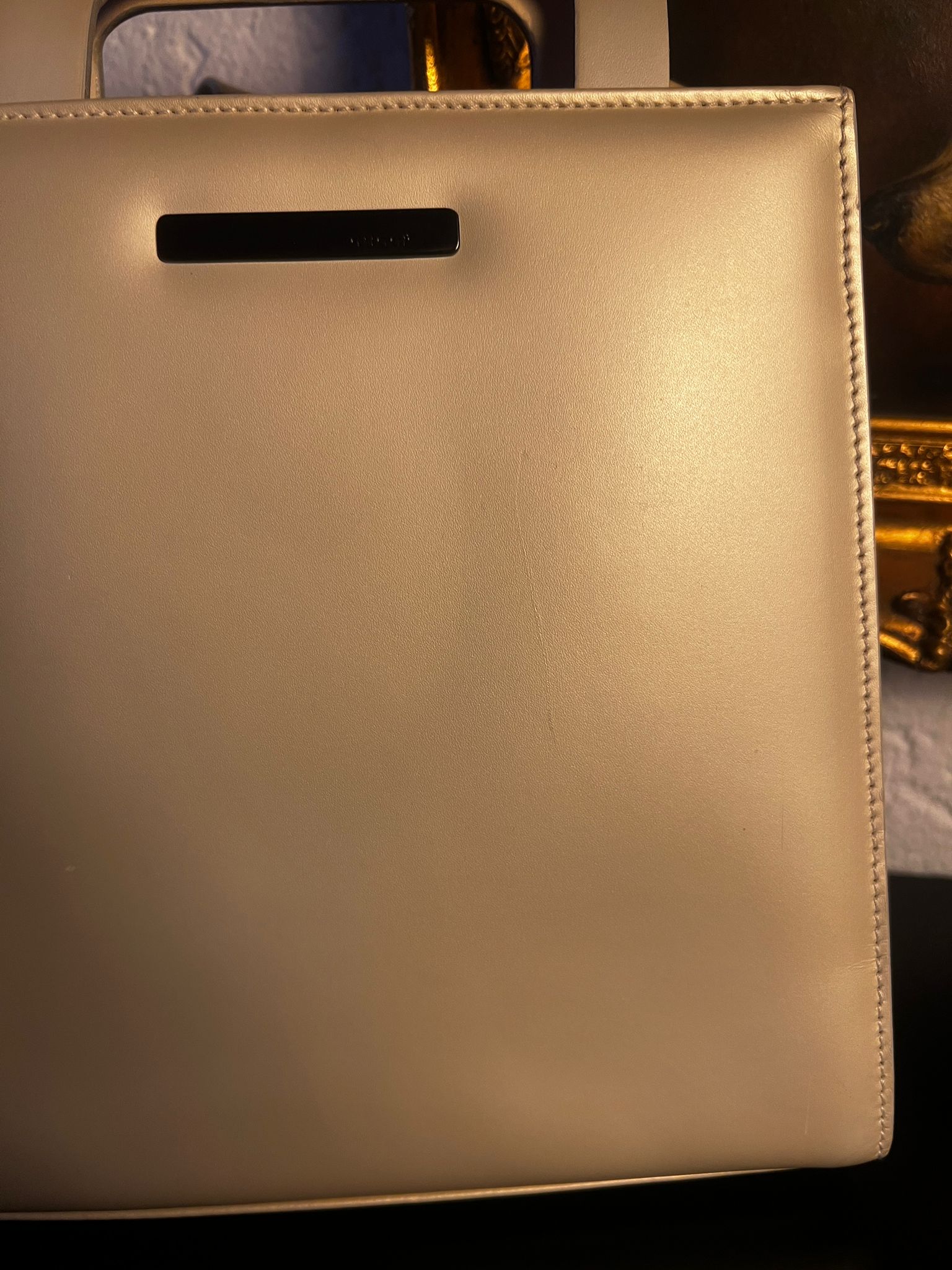 GUCCI Vintage Leder Tasche Off-White / Creme