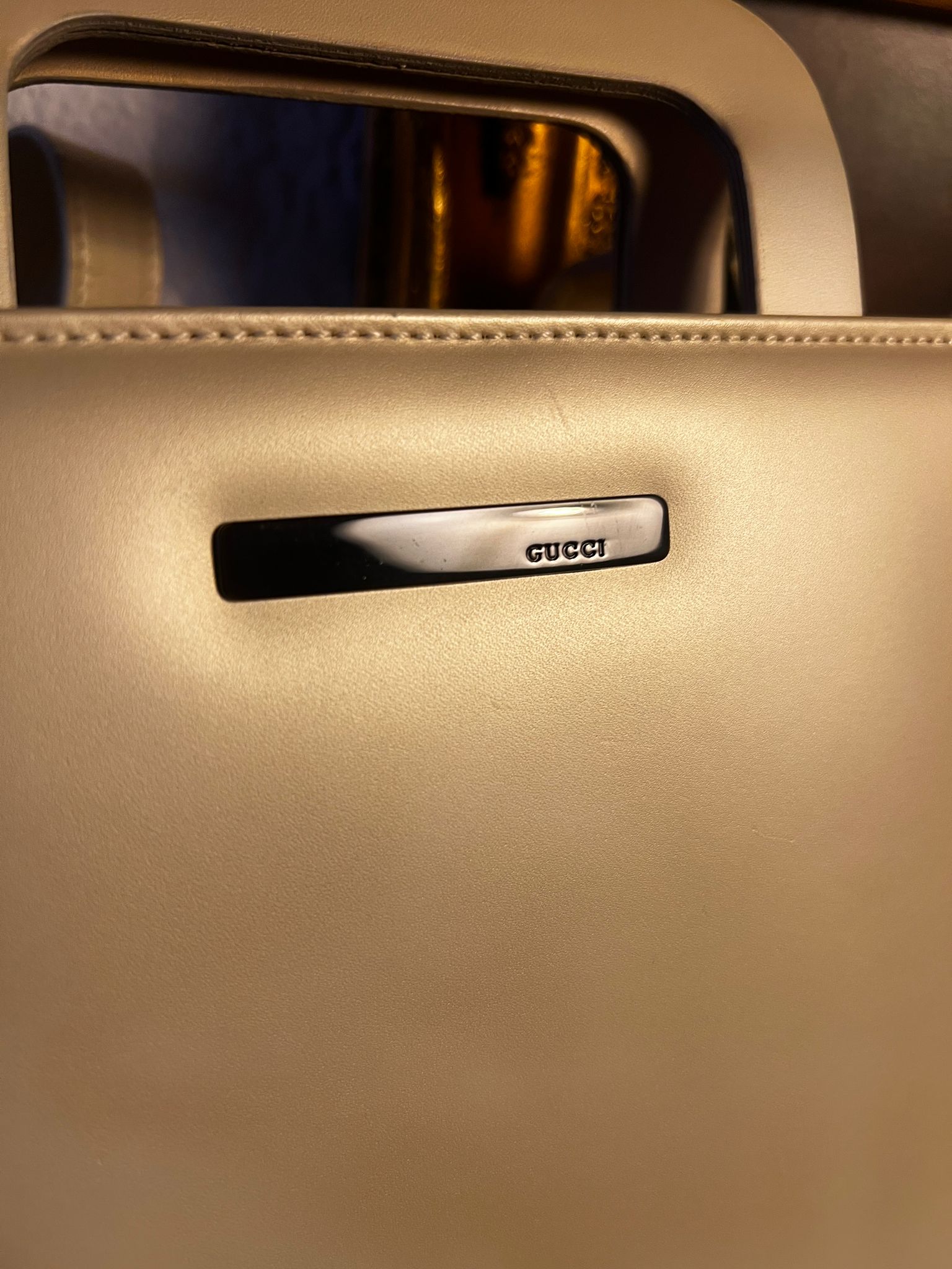 GUCCI Vintage Leder Tasche Off-White / Creme