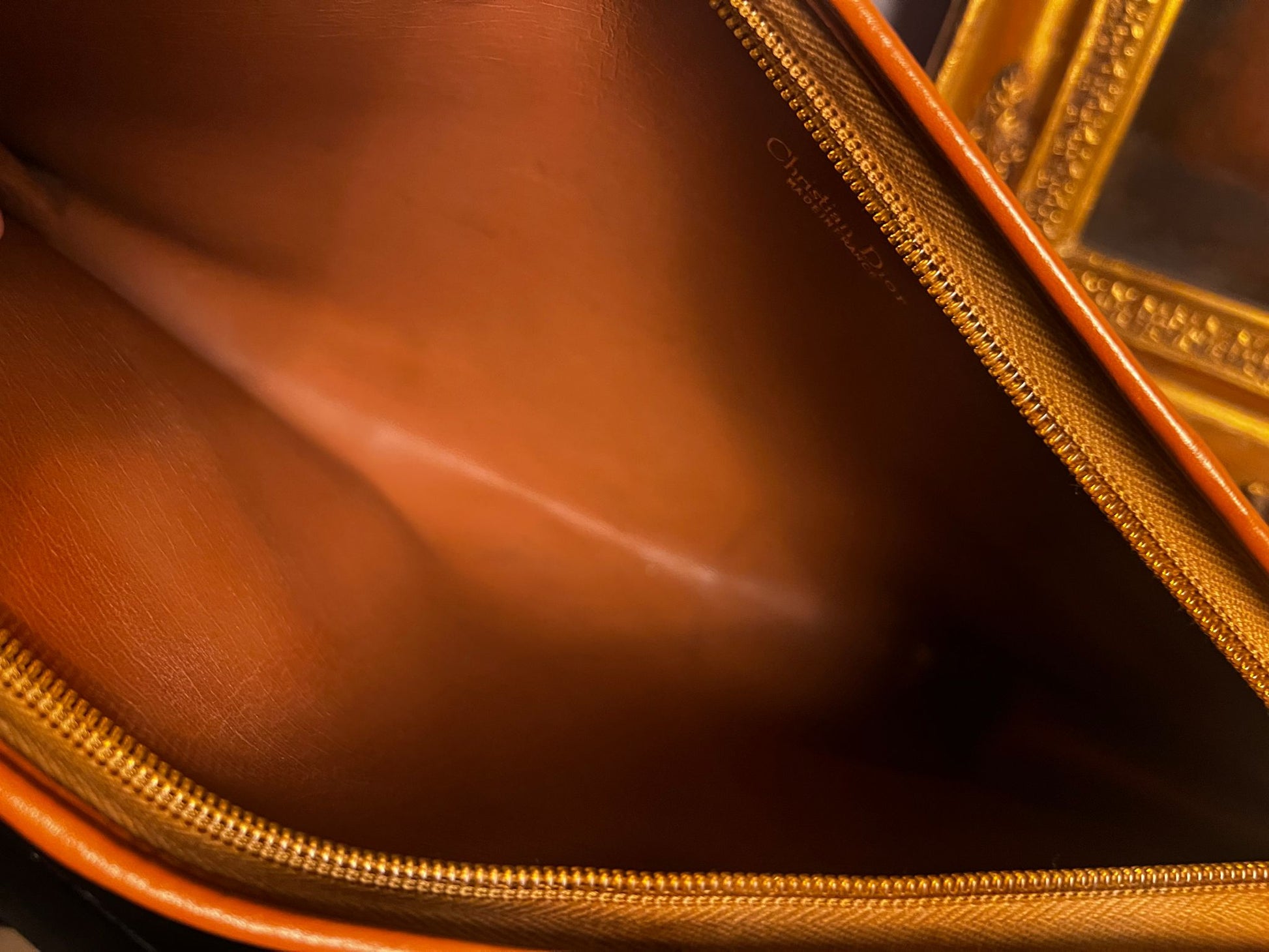 Christian Dior Vintage Leder Schultertasche Cognac