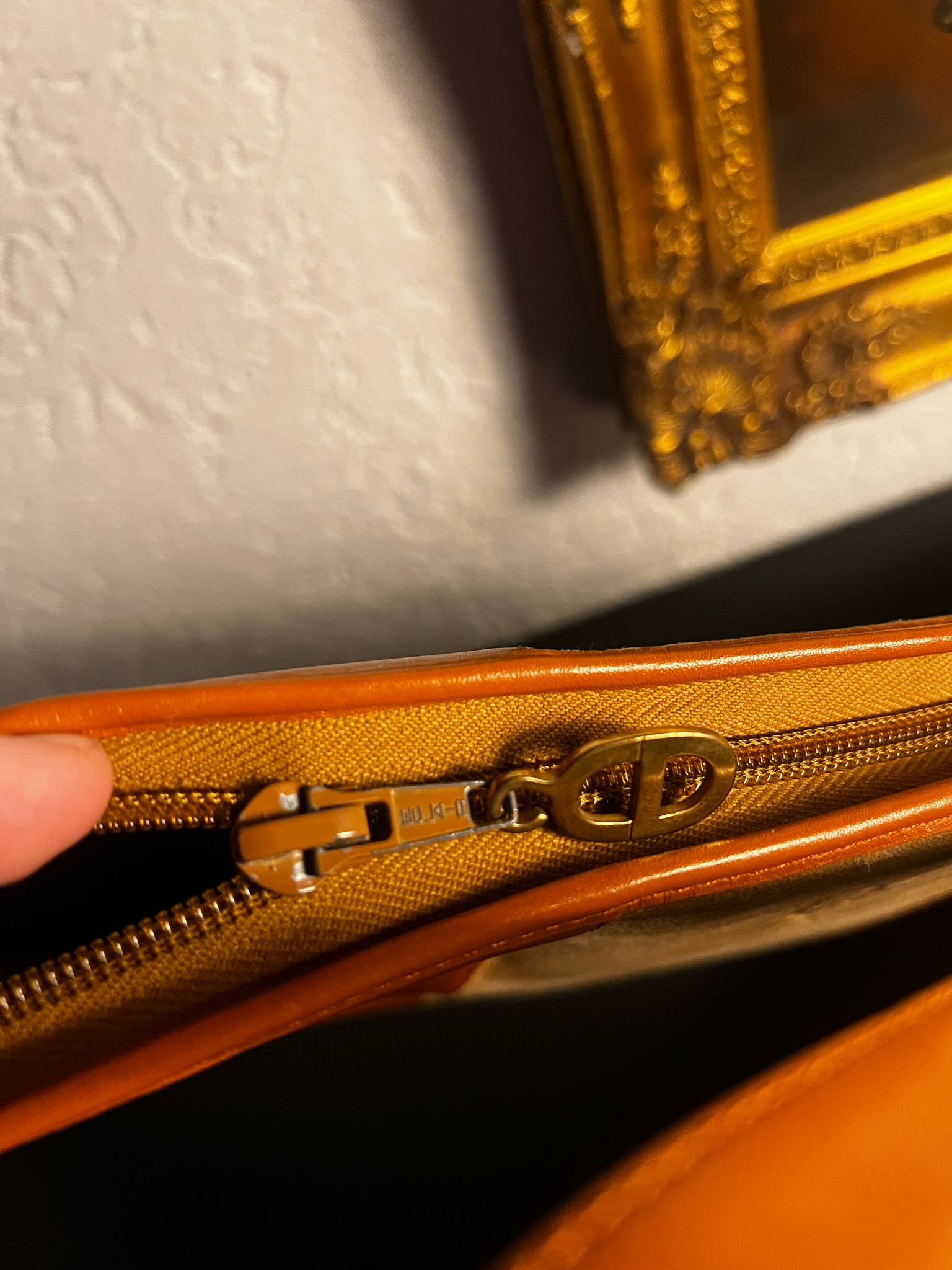 Christian Dior Vintage Leder Schultertasche Cognac