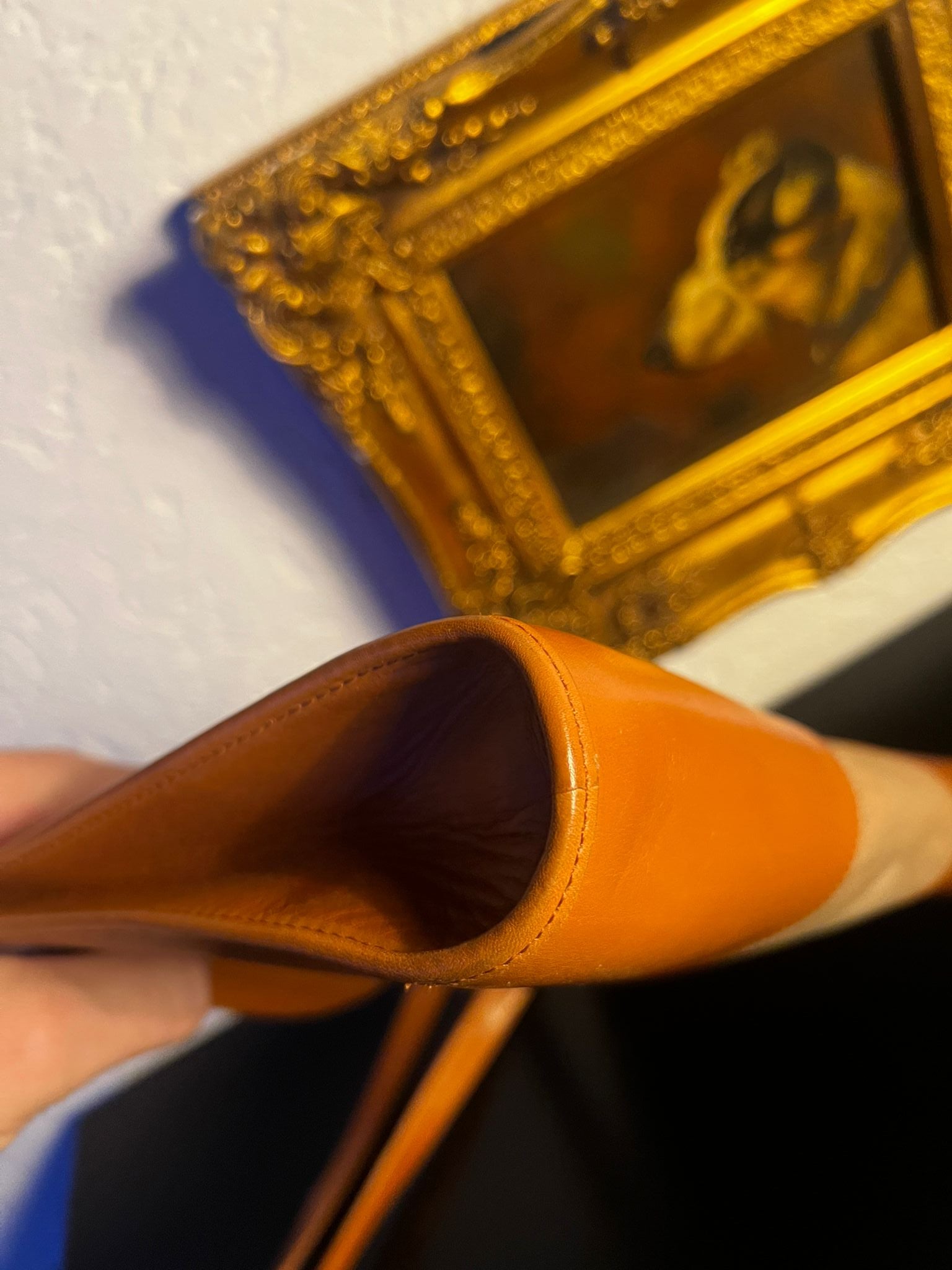 Christian Dior Vintage Leder Schultertasche Cognac