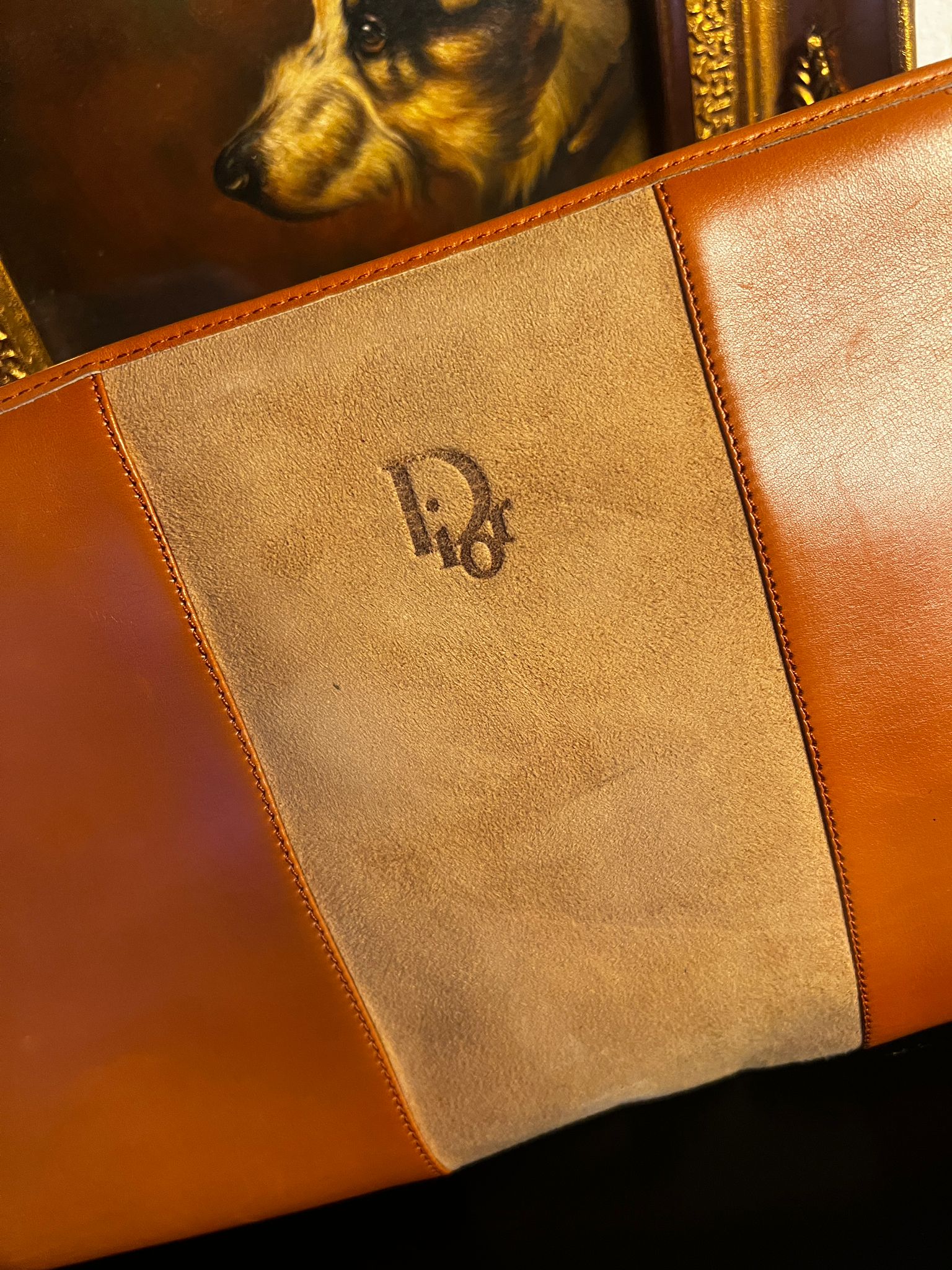 Christian Dior Vintage Leder Schultertasche Cognac