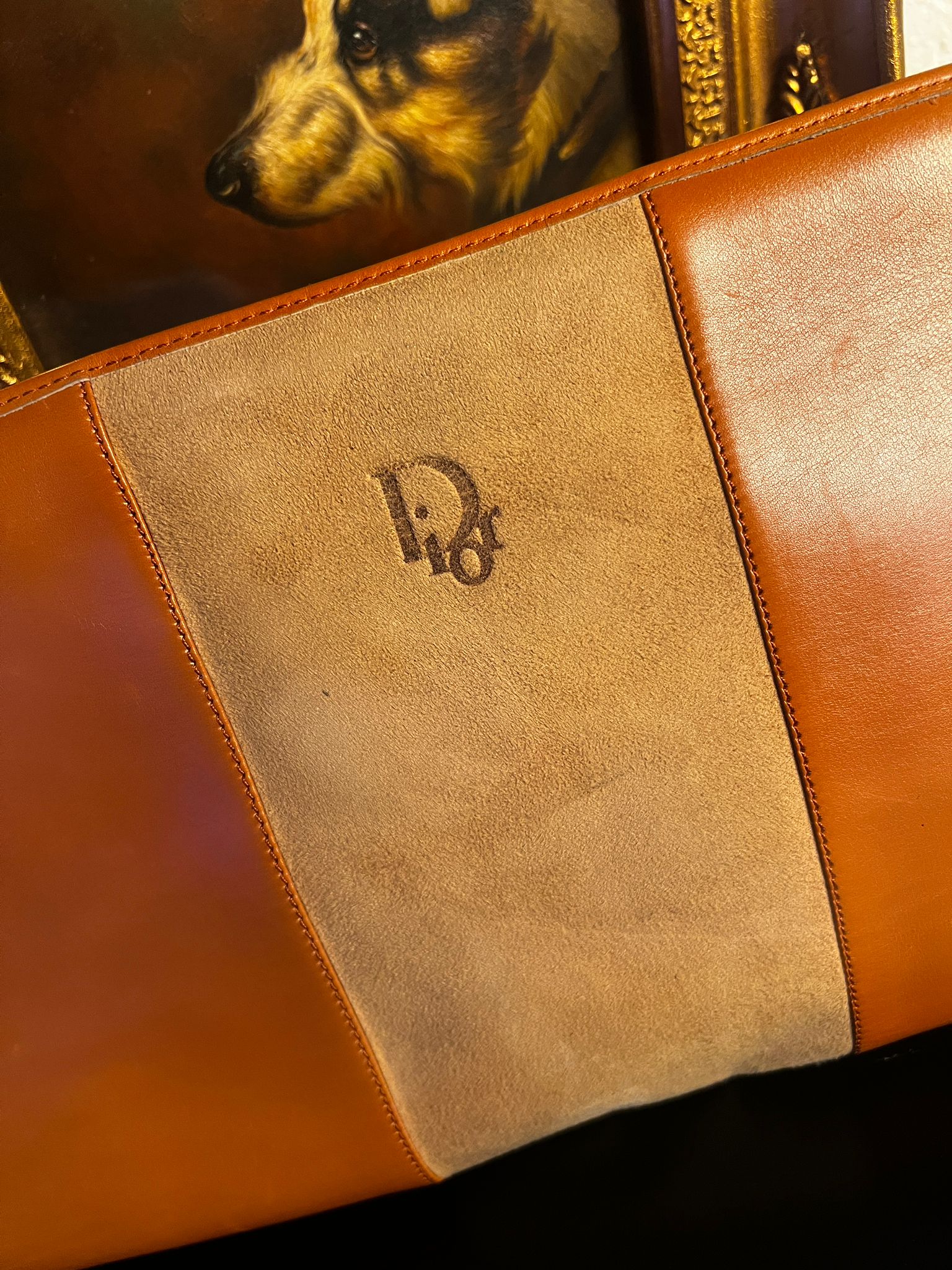 Christian Dior Vintage Leder Schultertasche Cognac