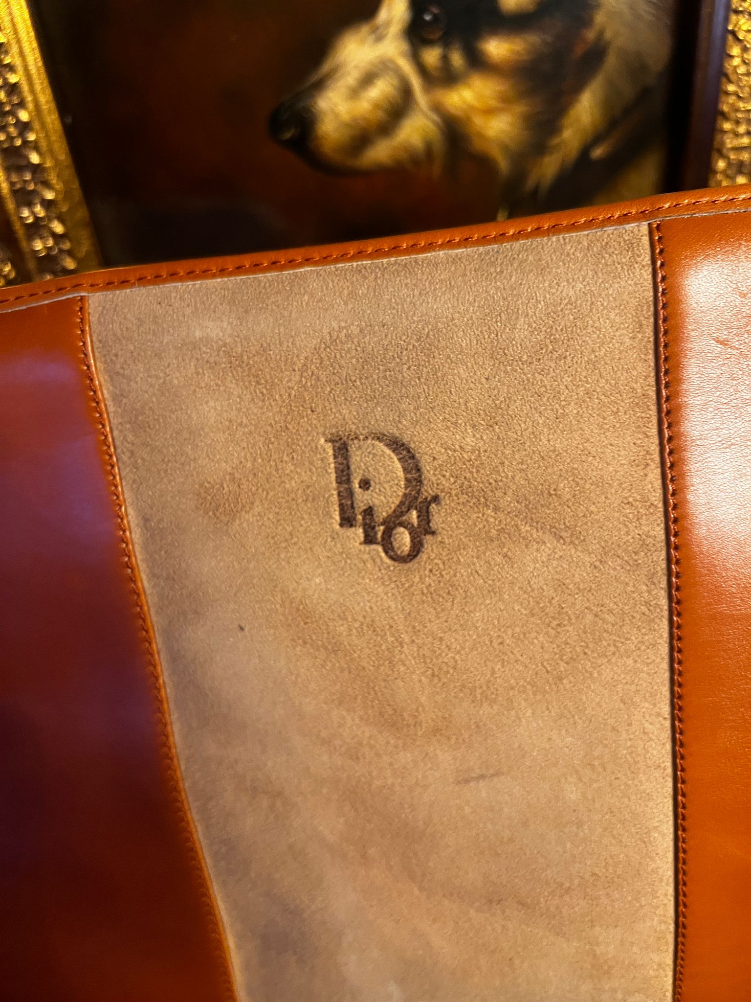 Christian Dior Vintage Leder Schultertasche Cognac