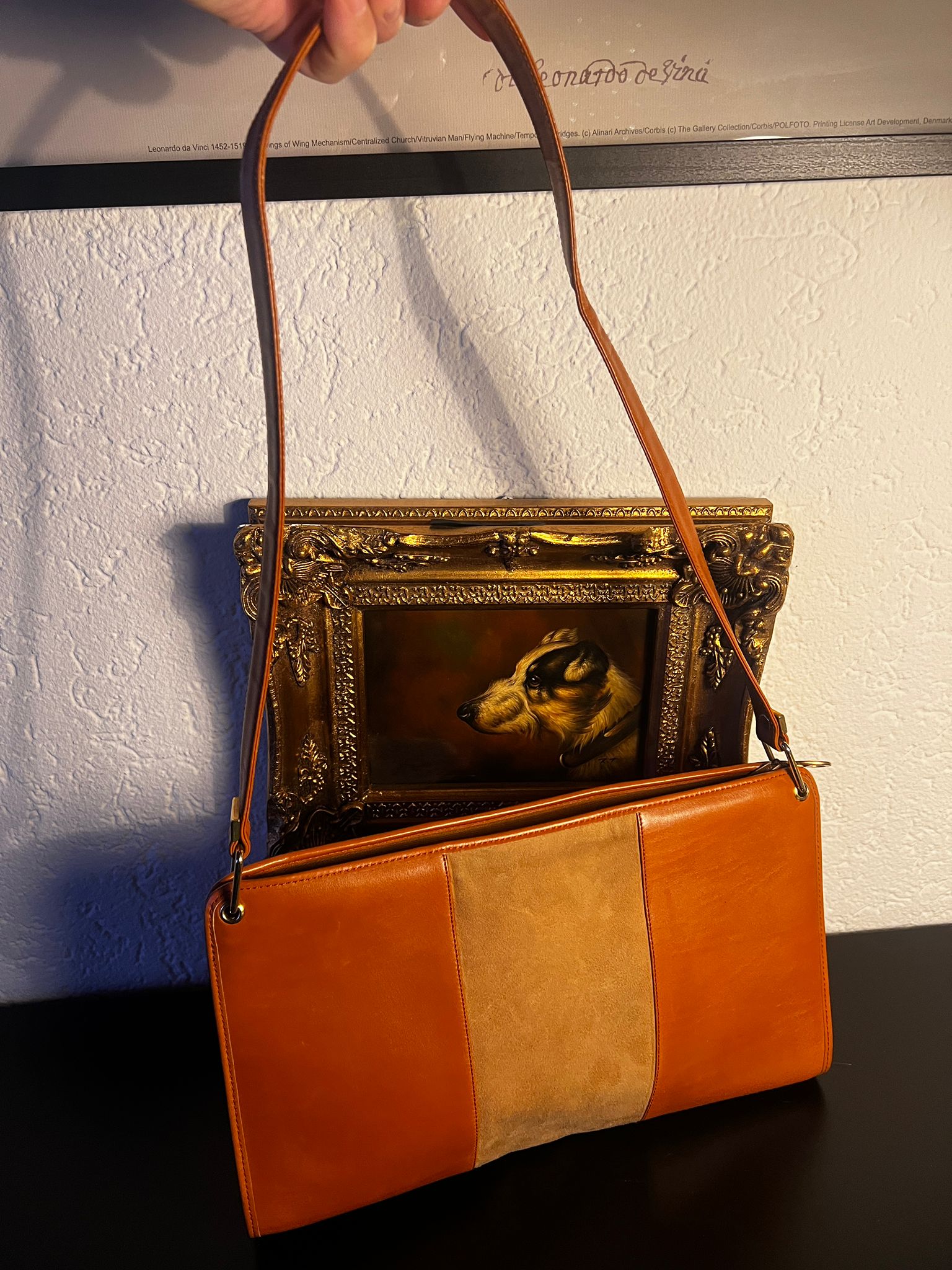 Christian Dior Vintage Leder Schultertasche Cognac