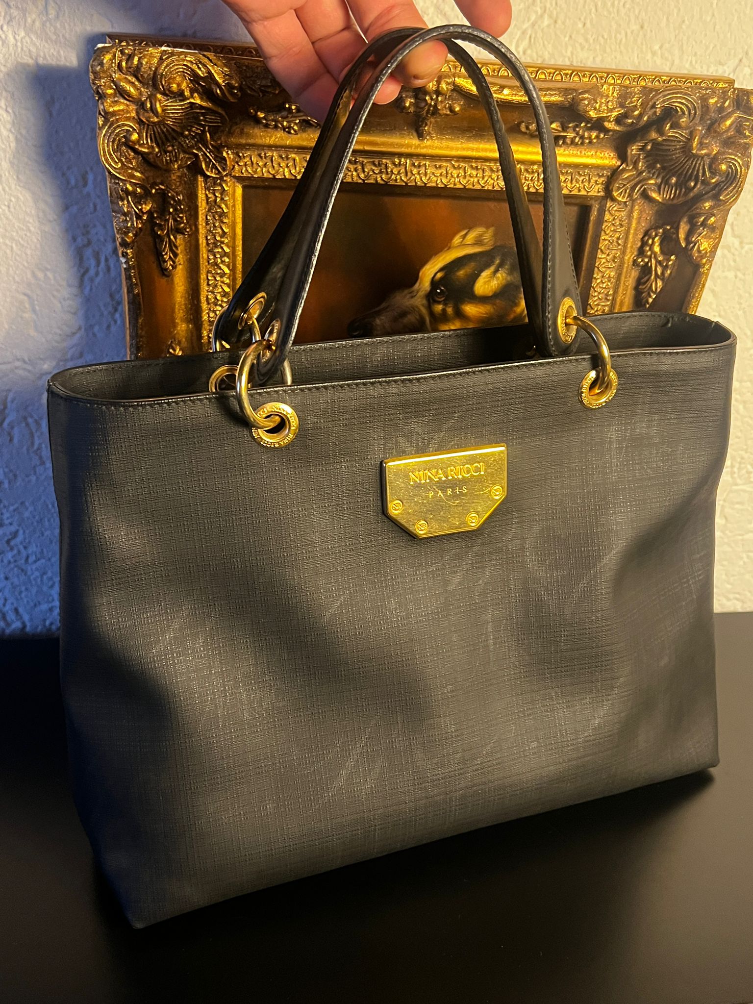 NINA RICCI Paris Vintage Tote Bag Schwarz TOP