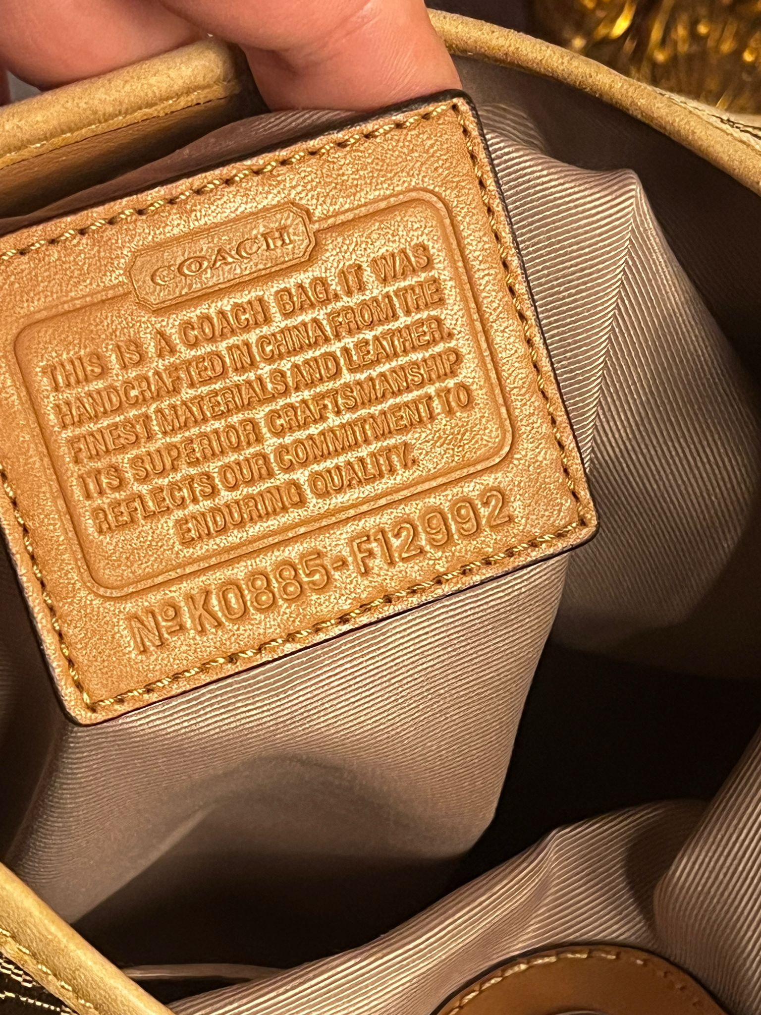 COACH Signature Schultertasche Braun Beige Monogram