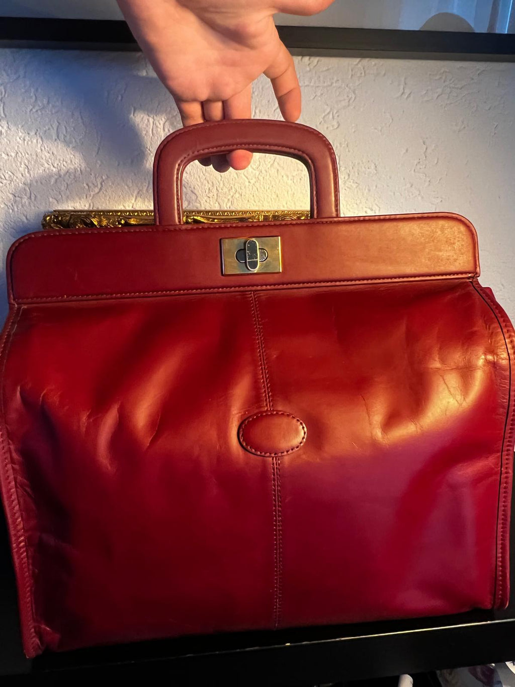 Vintage Leder-Arzttasche (Bordeauxrot)