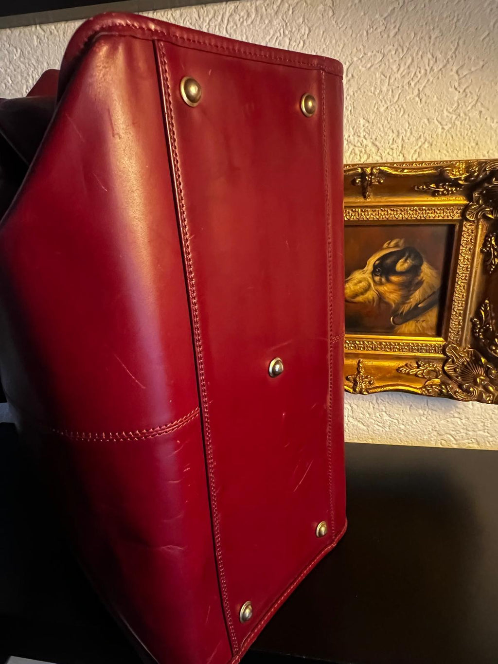 Vintage Leder-Arzttasche (Bordeauxrot)