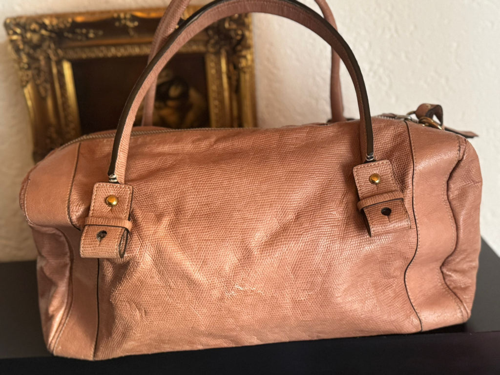 Chloé – rosébraune Leder-Satchel mit Logo