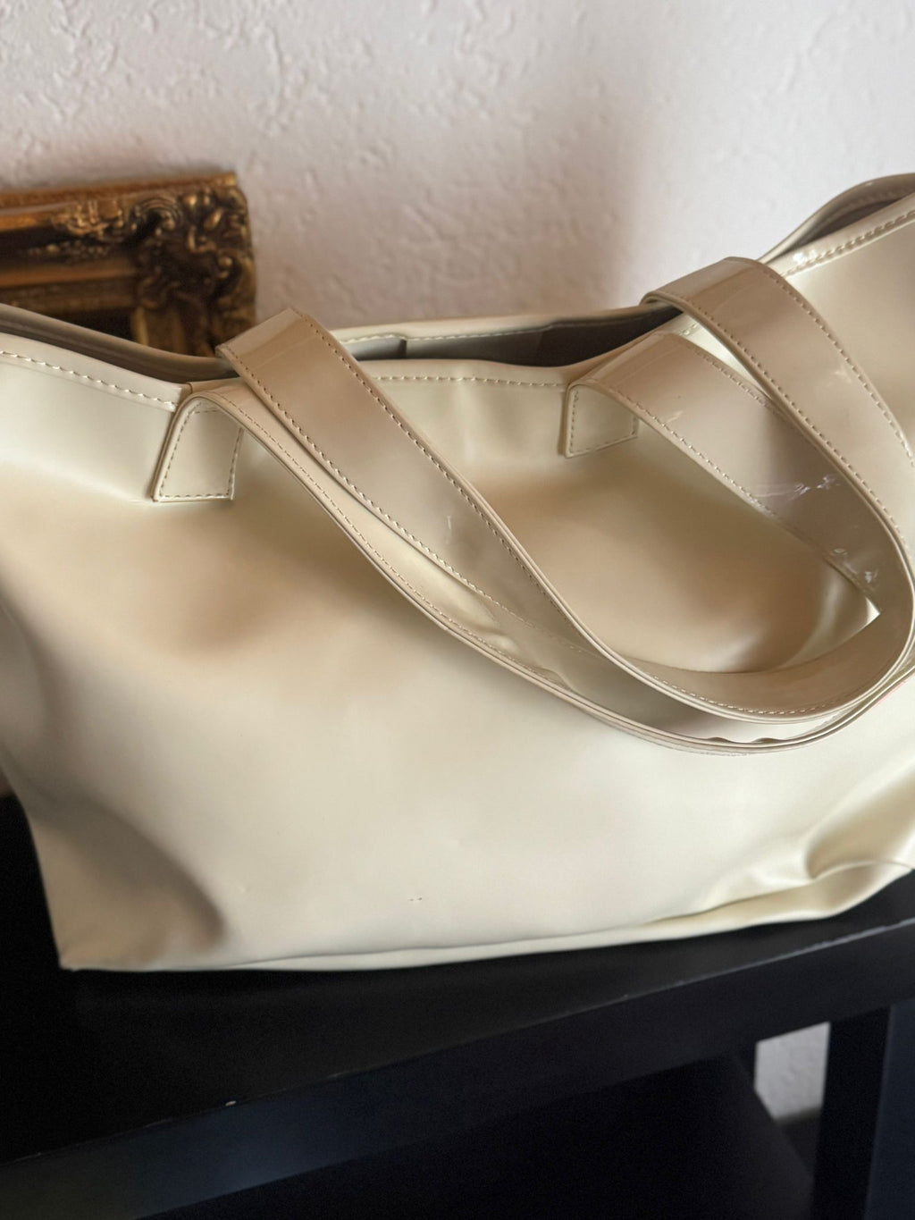 See by Chloé – cremefarbene Tote Bag mit großem Logo