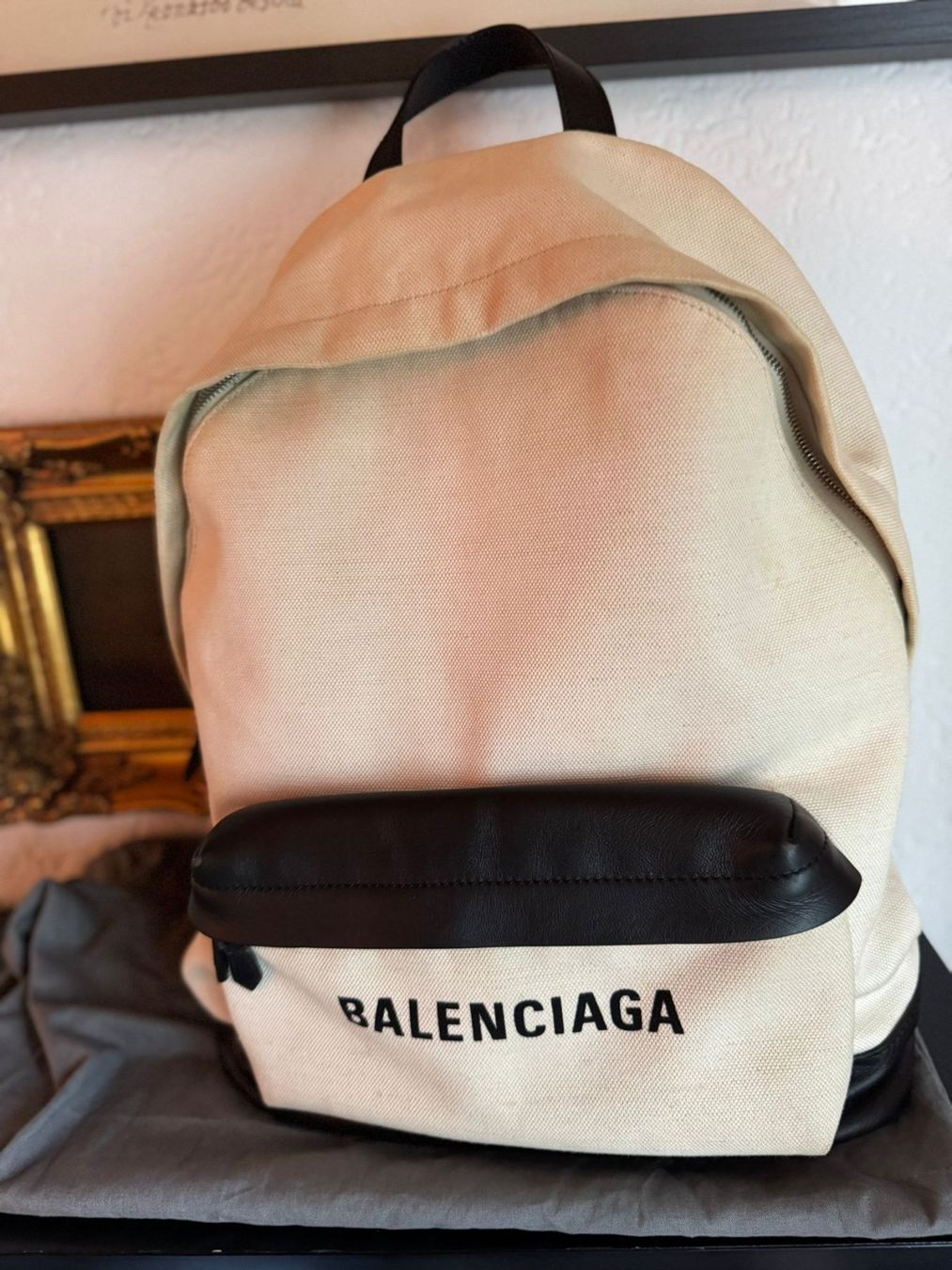 Balenciaga Wheel Backpack Canvas Beige/Schwarz