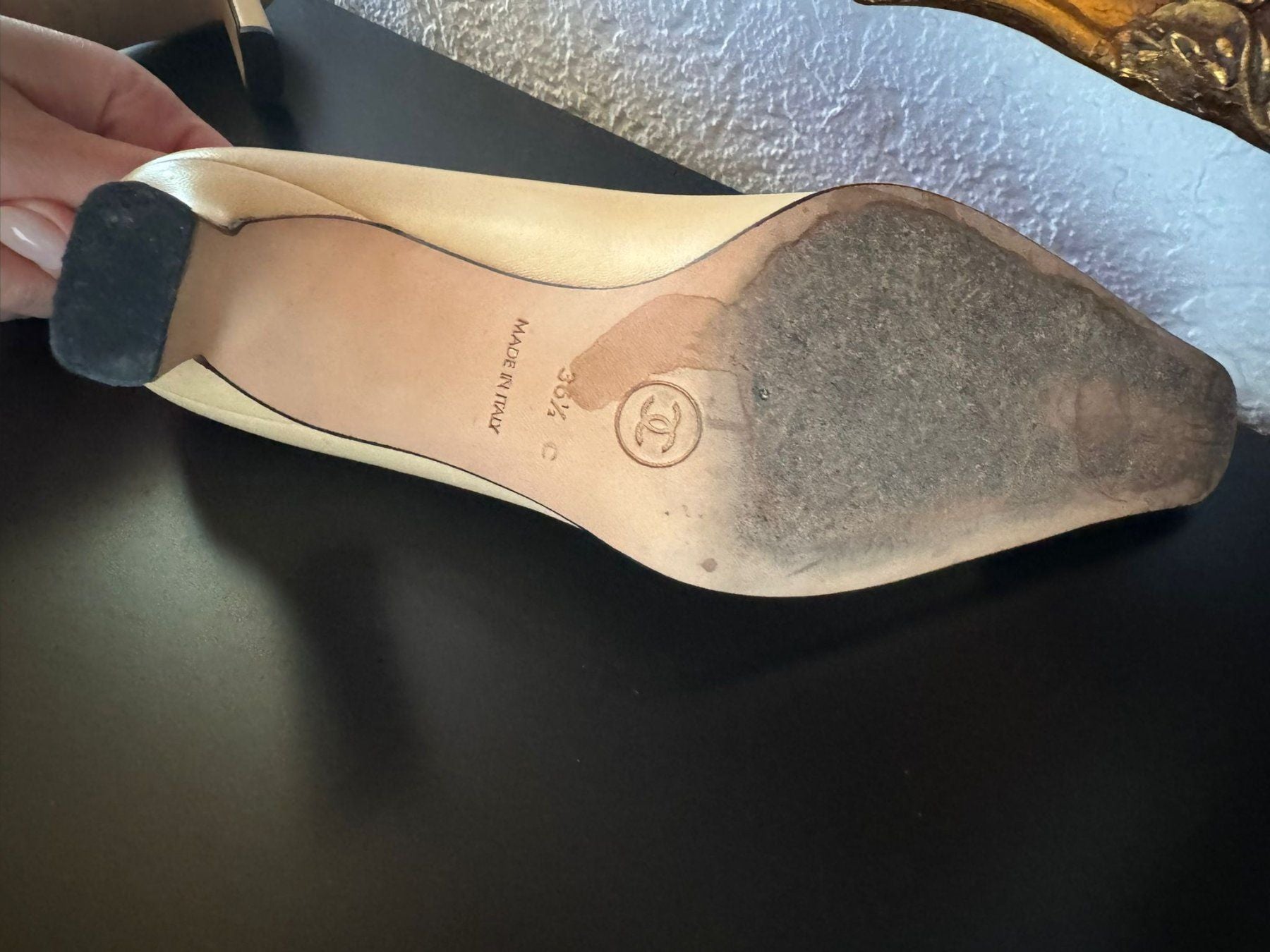 CHANEL Pumps Beige-Schwarz Gr. 36½ mit Box & Dustbag