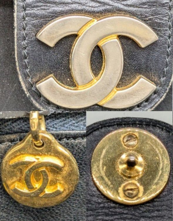 Chanel Vintage Classic Flap Bag - Schwarz / Gold 25cm x 18cm