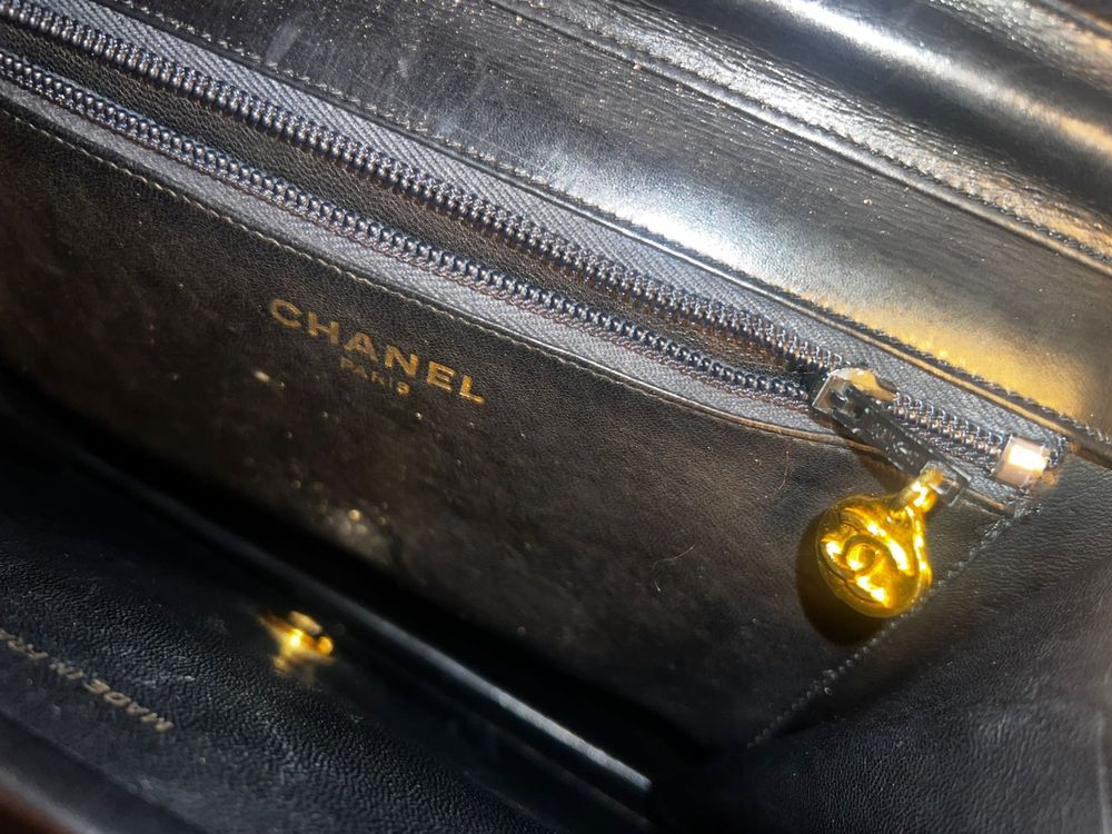 Chanel Vintage Classic Flap Bag - Schwarz / Gold 25cm x 18cm