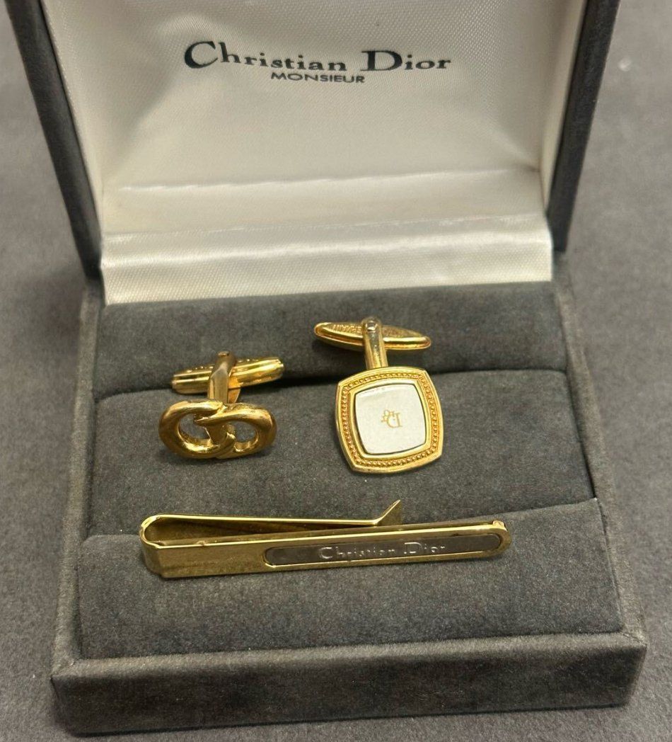 Christian Dior Set: Manschettenknöpfe & Krawattenkl