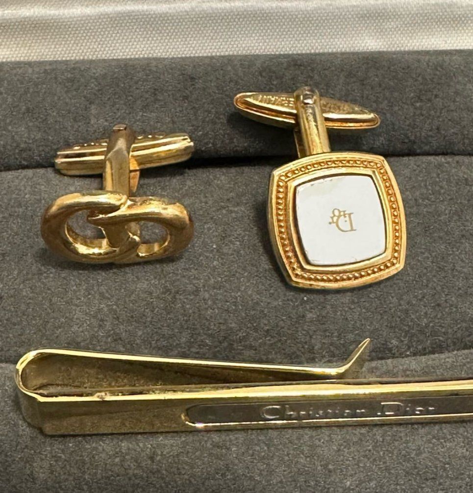 Christian Dior Set: Manschettenknöpfe & Krawattenkl