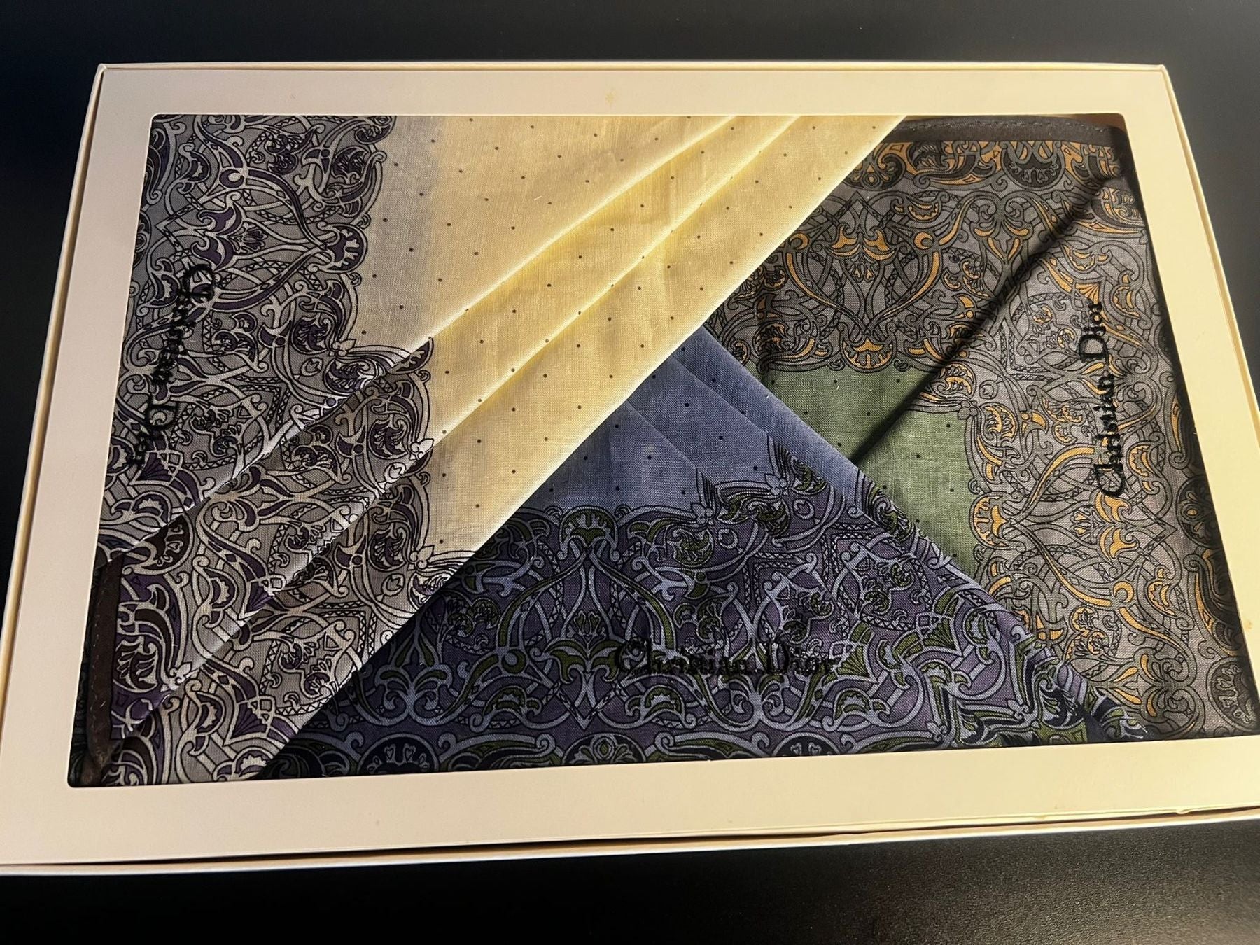 Christian Dior Vintage 3x Taschentuch Geschenkset