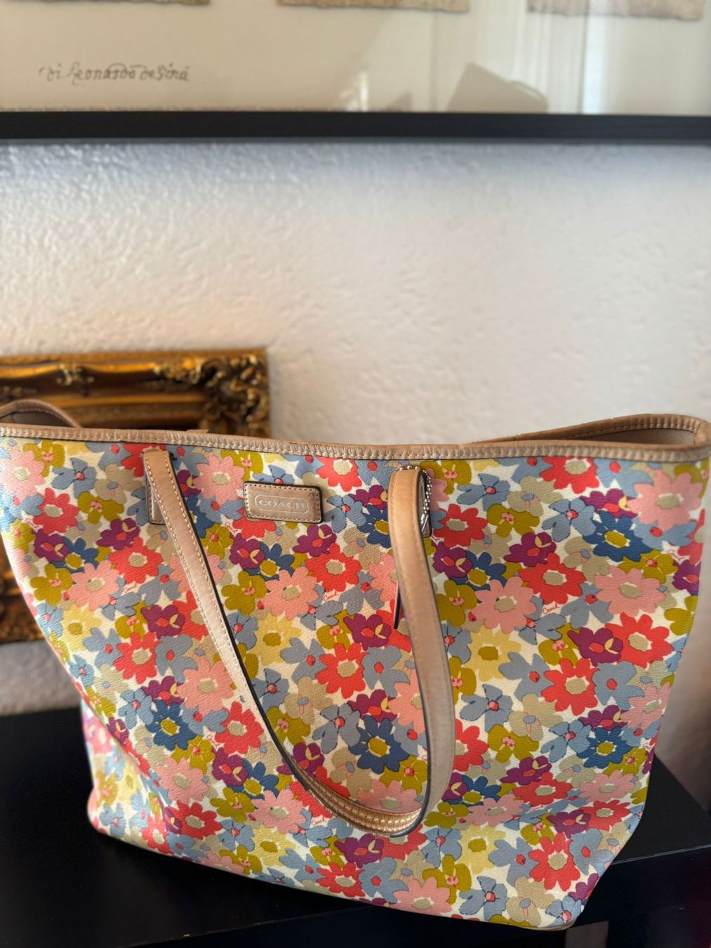 Coach Handtasche/Tote Bag mit Blumenmuster.