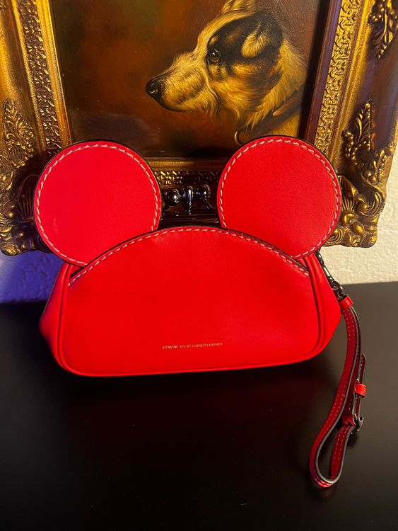 Coach x Disney Mickey Mouse Leder-Clutch / Mini Bag – Rot