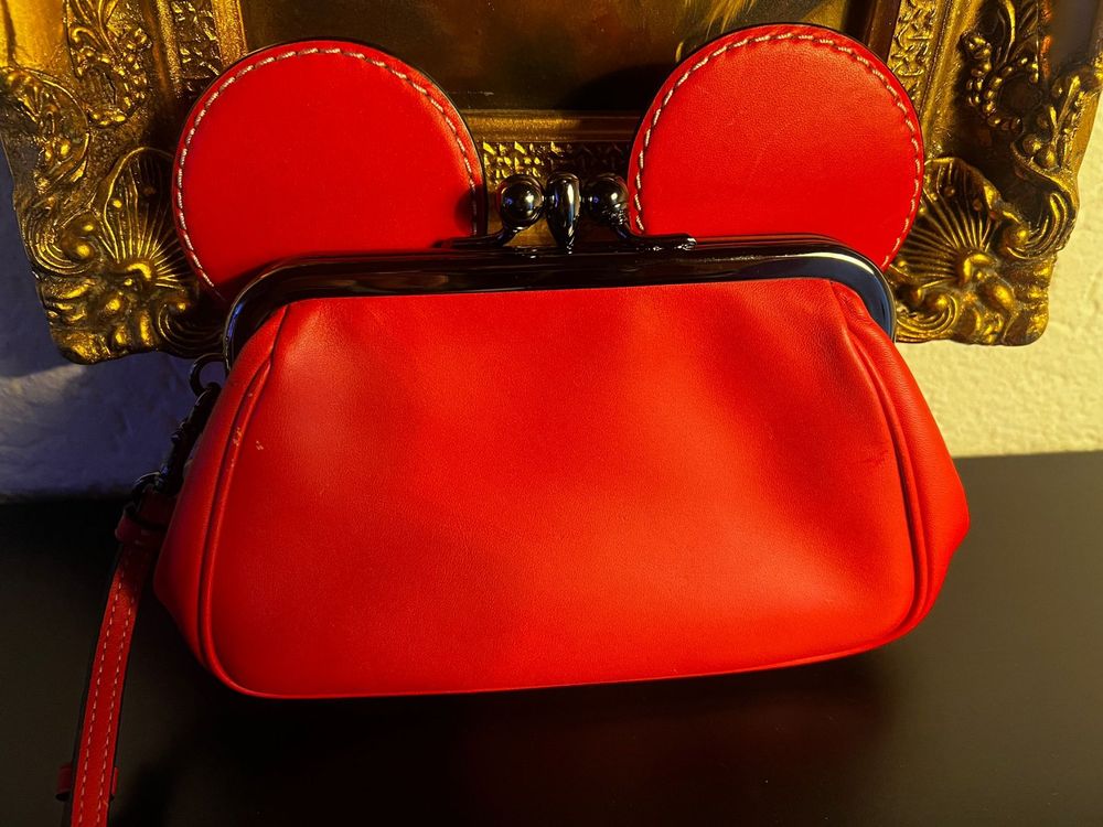 Coach x Disney Mickey Mouse Leder-Clutch / Mini Bag – Rot