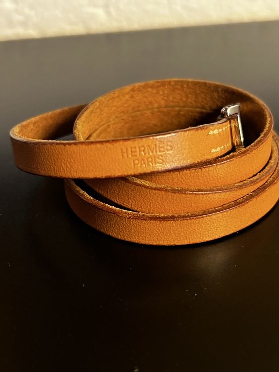 Hermès Lederarmband Paris – Wickelarmband, cognac