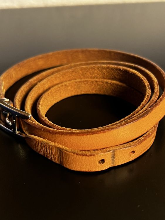Hermès Lederarmband Paris – Wickelarmband, cognac